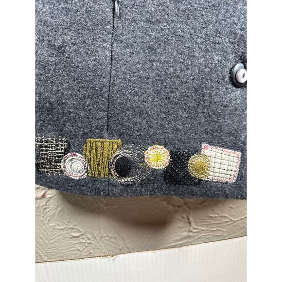 Icelandic Design Womens Vest Black Patchwork 100% Wool‎ Button Front Size Small - Picture 2 of 7